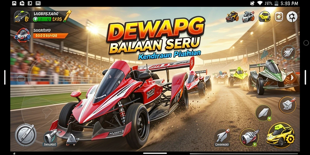 Tampilan gameplay balapan yang seru dan grafis menawan.