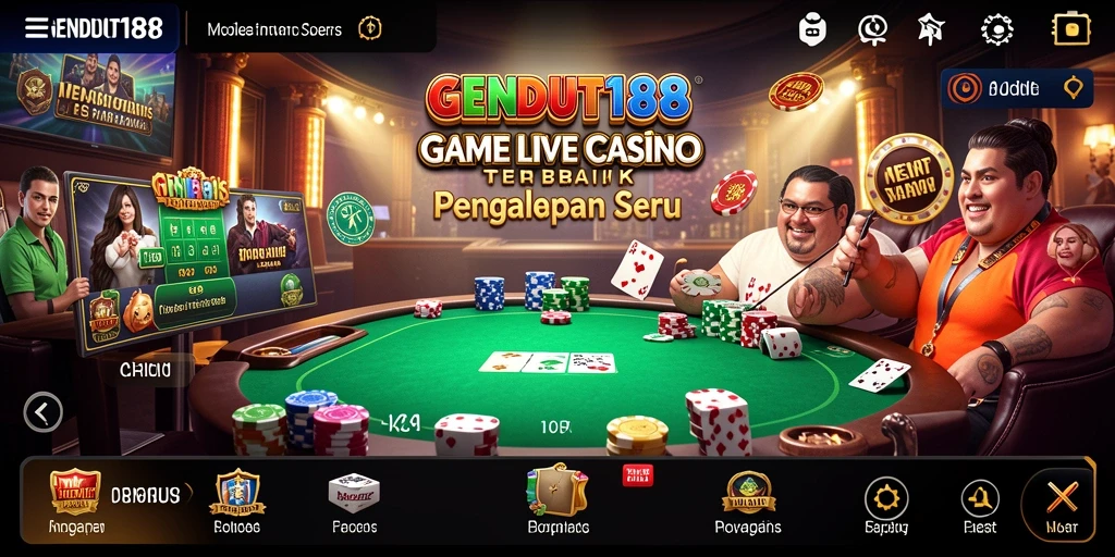 Screenshot gameplay GENDUT188 menampilkan dealer profesional dan permainan langsung.