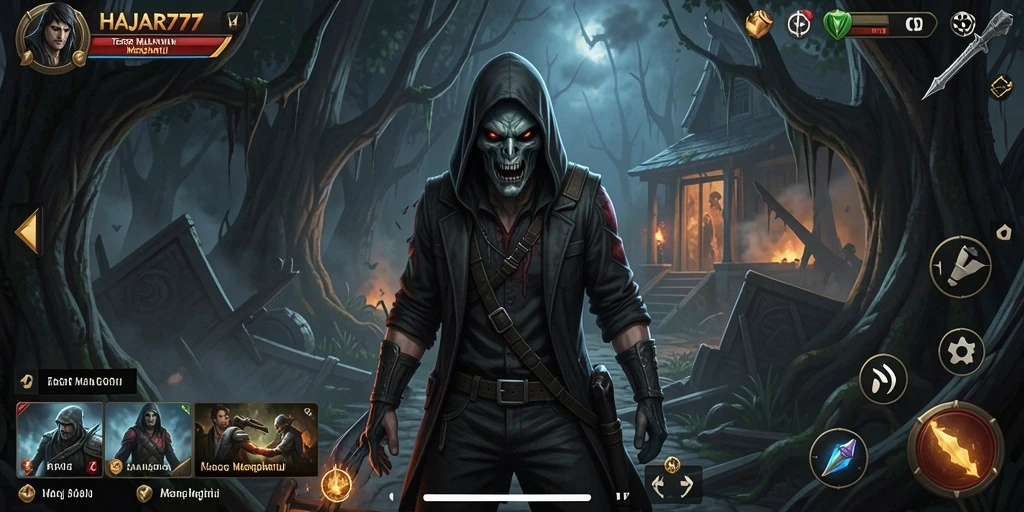 Gameplay menegangkan HAJAR777 dengan suasana mencekam dan makhluk menyeramkan.