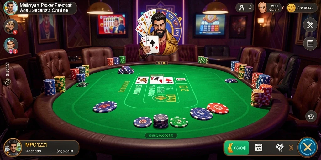 Tampilan gameplay poker yang mengasyikkan dan interaktif.