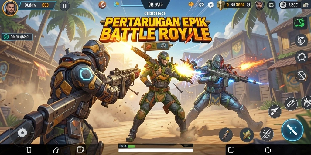 Gameplay ODDIGO yang seru di lapangan pertempuran.
