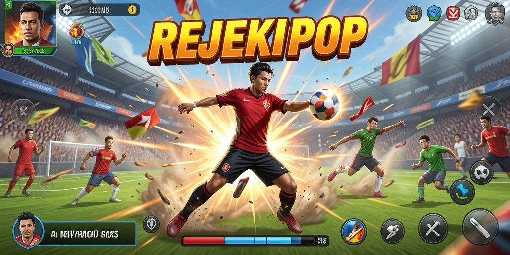 Tampilan gameplay seru di REJEKIPOP dengan aksi olahraga kompetitif.