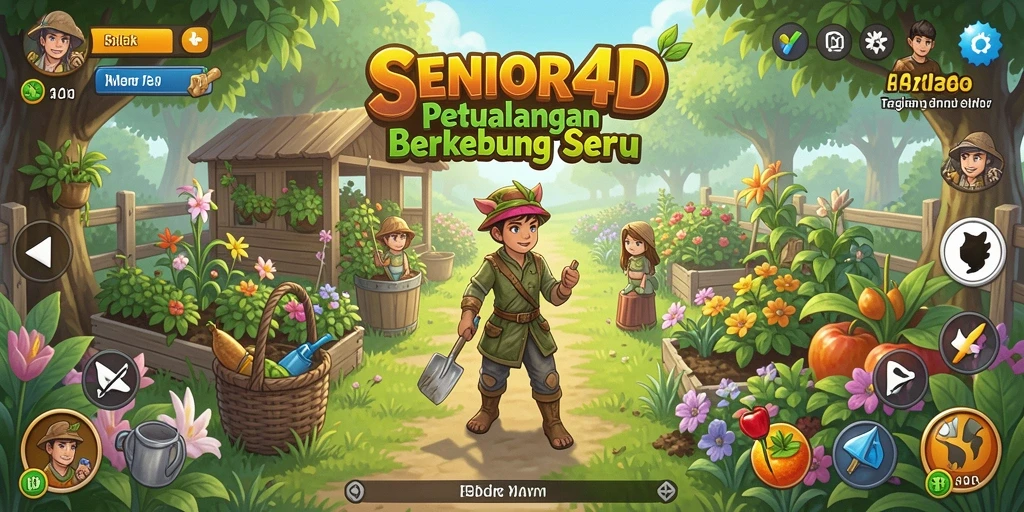 Tampilan menarik dari gameplay berkebun di SENIOR4D.