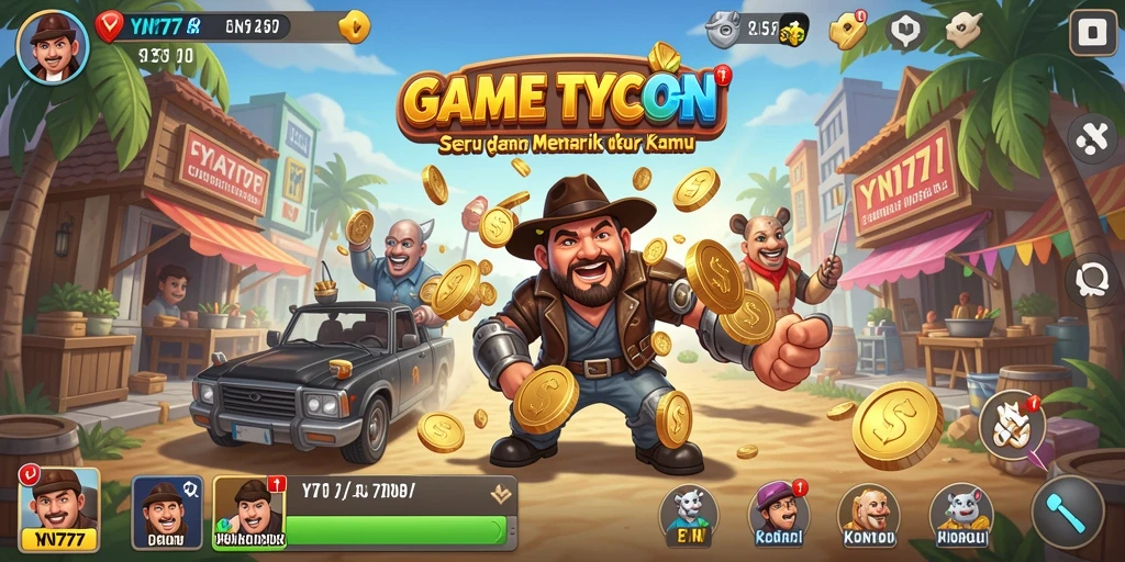 Screenshot gameplay YN777 menunjukkan dunia bisnis yang penuh tantangan.